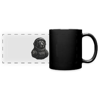 Hund Welpe im Astronautenanzug Astronaut - Panorama-Tasse farbig - Schwarz - Vorne