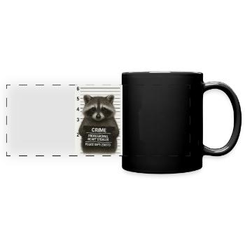 Raccoon – heart theft with a system - Full Colour Panoramic Mug - black - Front