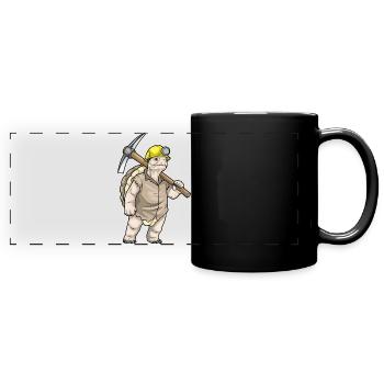 Schildkröte Bergarbeiter Spitzhacke Bergbau - Panorama-Tasse farbig - Schwarz - Vorne