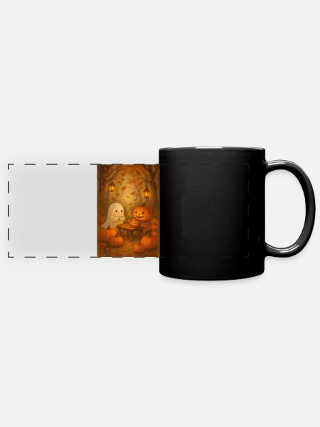 Picknick Halloween Geist süß - Panorama-Tasse farbig - Schwarz