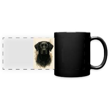 Schwarzer Hund Aquarell - Panorama-Tasse farbig - Schwarz - Vorne