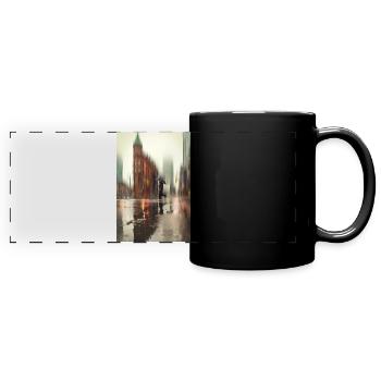 Entre pluie et réflexion – moment citadin - Mug panoramique uni - noir - Devant