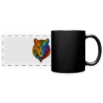 Rainbow Tiger Head - Full Colour Panoramic Mug - black - Front