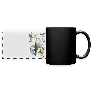 Wellensittich - Panorama-Tasse farbig - Schwarz - Vorne