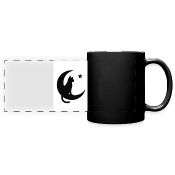 Mondkatze auf Mondschatten - Panorama-Tasse farbig - Schwarz - Vorne