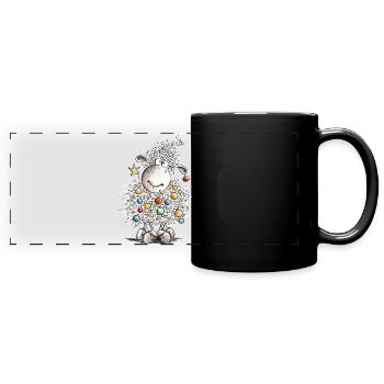 Fleece Navidad Sheep Christmas - Full Colour Panoramic Mug - black - Front