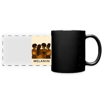 Silhouettes de la Confrérie Mélanine, Art africain - Mug panoramique uni - noir - Devant
