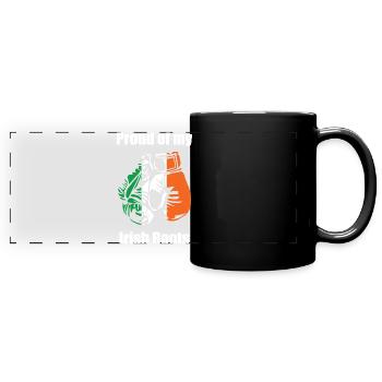Stolz auf meine irischen Wurzeln - Panorama-Tasse farbig - Schwarz - Vorne