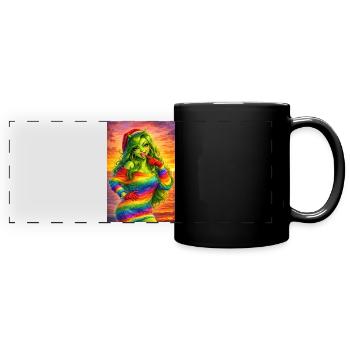 Rainbow girl in the evening light - Full Colour Panoramic Mug - black - Front