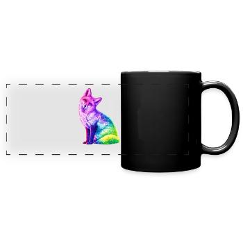 Regenbogenfuchs Farbkunst - Panorama-Tasse farbig - Schwarz - Vorne
