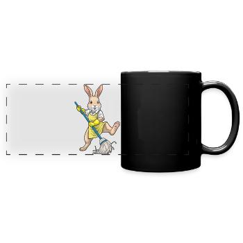 Rabbit Cleaner Mop Cleaning - Full Colour Panoramic Mug - black - Front