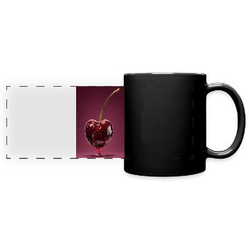 Glaçage cerise brillant sur fond rose - Mug panoramique uni - noir - Devant