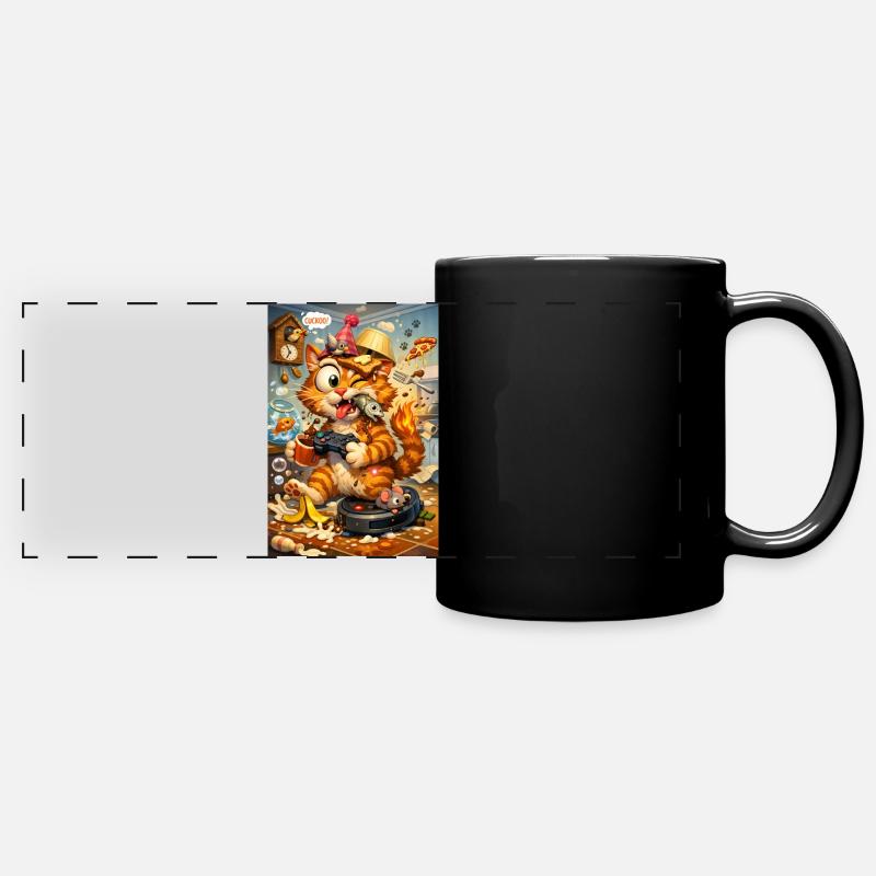 Crazy moment in the cat's kitchen - Full Colour Panoramic Mug - black