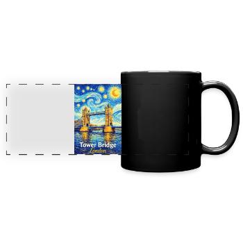 Tower Bridge London Sternenwirbel - Panorama-Tasse farbig - Schwarz - Vorne