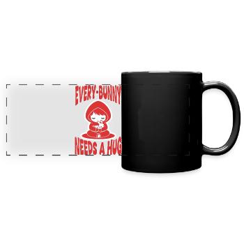 Kaninchen-Umarmung Jeder-Kaninchen-Manga niedlich - Panorama-Tasse farbig - Schwarz - Vorne