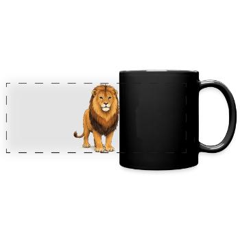animal lion - Mug panoramique uni - noir - Devant