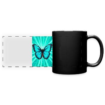 Schmetterling - Panorama-Tasse farbig - Schwarz - Vorne