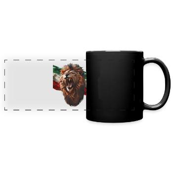 Roaring lion and Iranian flag - Full Colour Panoramic Mug - black - Front