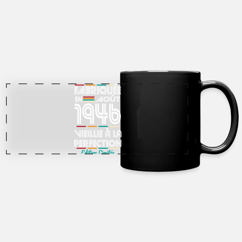 Anniversaire 80 ans - Fabriquée en Août 1946 - Mug panoramique uni - noir