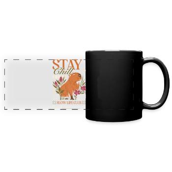 Stay Chill Capybara Motif - Full Colour Panoramic Mug - black - Front