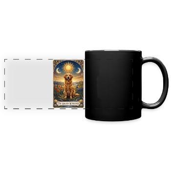 Goldener Retriever Tarotkarte - Panorama-Tasse farbig - Schwarz - Vorne