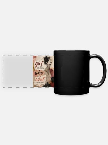 who and what - Panorama-Tasse farbig - Schwarz