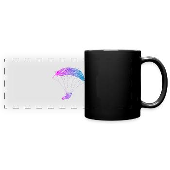 Gleitschirmflieger Feder federleicht Gleitschirm - Panorama-Tasse farbig - Schwarz - Vorne