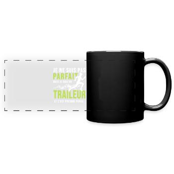 traileur pas parfait trail ultra course à pied - Mug panoramique uni - noir - Devant