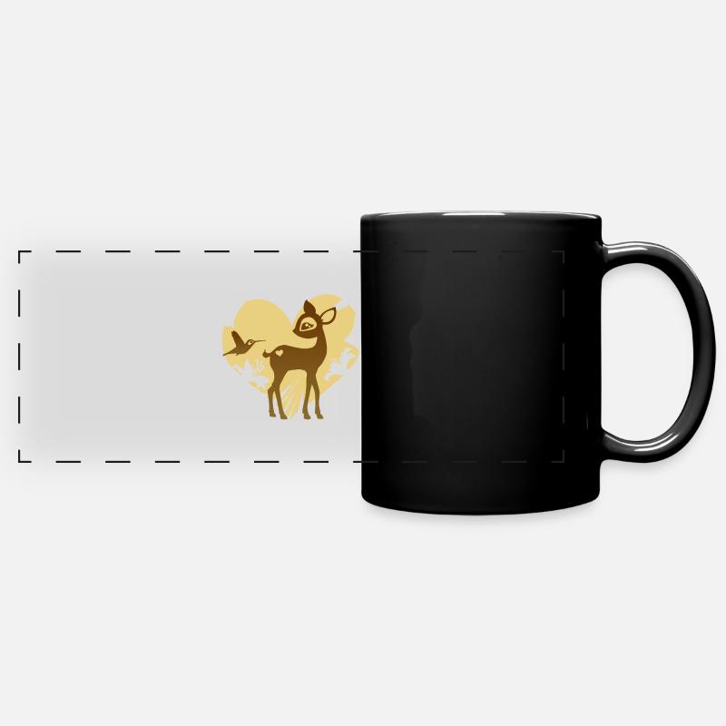 Rehkitz - Panorama-Tasse farbig - Schwarz