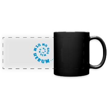 Ulmer Schnecke - Panorama-Tasse farbig - Schwarz - Vorne