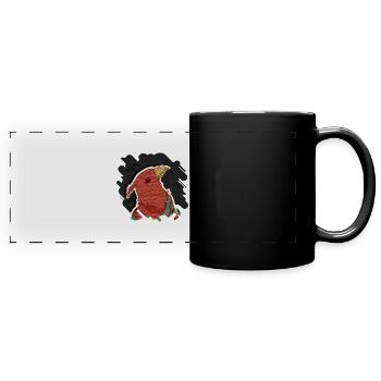 Hipster bird mixed media digital art collage - Full Colour Panoramic Mug - black - Front