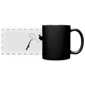Fishing rod fisherman with a catch! hook line sink - Full Colour Panoramic Mug - black - Front