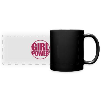 kontur rund kreis girl power text spruch cool - Panorama-Tasse farbig - Schwarz - Vorne