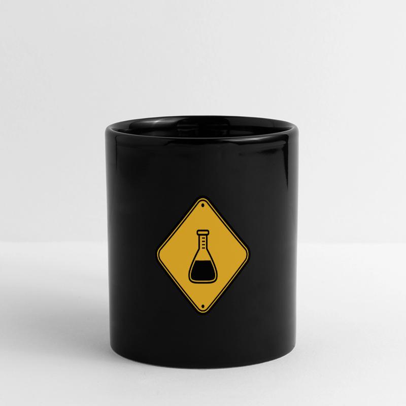 caution science shield note caution flues Full Colour Panoramic Mug