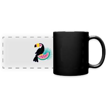 Tukan & Melone - Panorama-Tasse farbig - Schwarz - Vorne