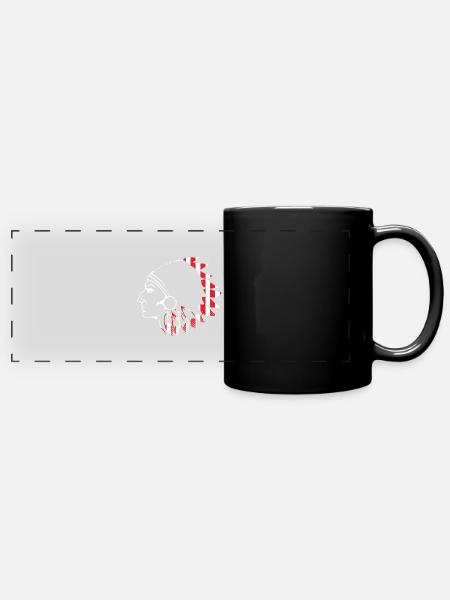 Indianer - Panorama-Tasse farbig - Schwarz
