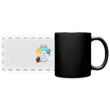 Alchemie Elemente Feuer Luft Wasser Erde Seele - Panorama-Tasse farbig - Schwarz - Vorne