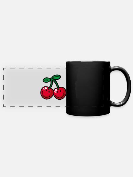 Smiley Cherries - Full Colour Panoramic Mug - black