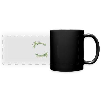 Personalisierbar Blumenkranz rund - Panorama-Tasse farbig - Schwarz - Vorne
