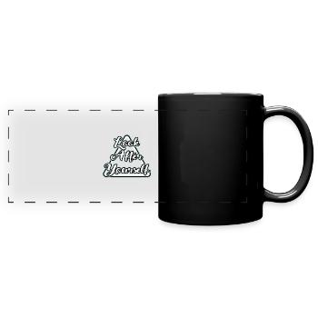 Spruch - Panorama-Tasse farbig - Schwarz - Vorne