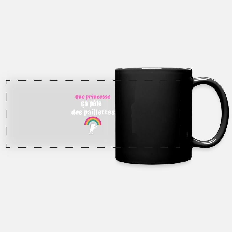 Une princesse ça pète des paillettes - Mug panoramique uni - noir