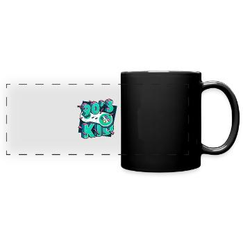 90er Kind - Panorama-Tasse farbig - Schwarz - Vorne