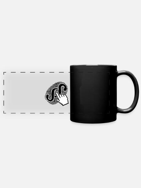 Datenschutz, digitaler Fingerabdruck - Panorama-Tasse farbig - Schwarz