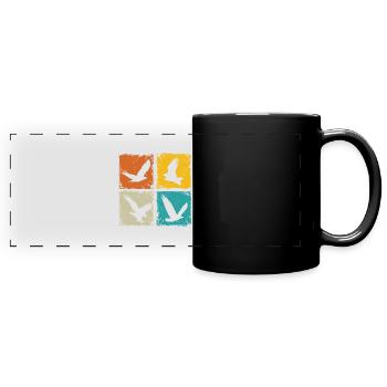 Retro squares falcons eagles falconry hawking - Full Colour Panoramic Mug - black - Front