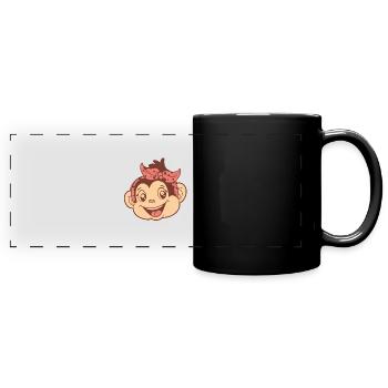 Mädchen Affe Popo Affe Pavianpopo Monkey Affen - Panorama-Tasse farbig - Schwarz - Vorne