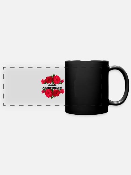 Blöde Kackscheiße! - Panorama-Tasse farbig - Schwarz