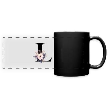 letter L flowered - Full Colour Panoramic Mug - black - Front