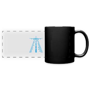 Flugzeug Pilot Copilot Geschenk - Panorama-Tasse farbig - Schwarz - Vorne