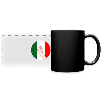 Drôle italien humour hand geste fierté pizza - Mug panoramique uni - noir - Devant