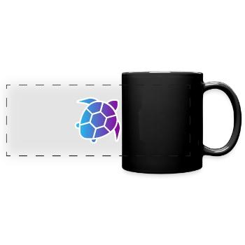 Blue Purple Turtle Outlined - Full Colour Panoramic Mug - black - Front